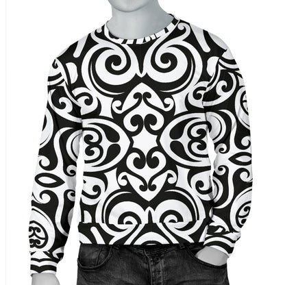 Polynesian Tattoo Pattern Men Long Sleeve Sweatshirt