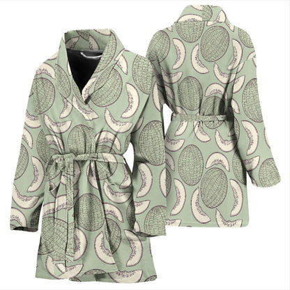 Cantaloupe Pattern Print Design 01 Women Bathrobe