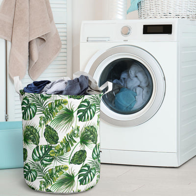 Green Pattern Tropical Palm Leaves Laundry Basket