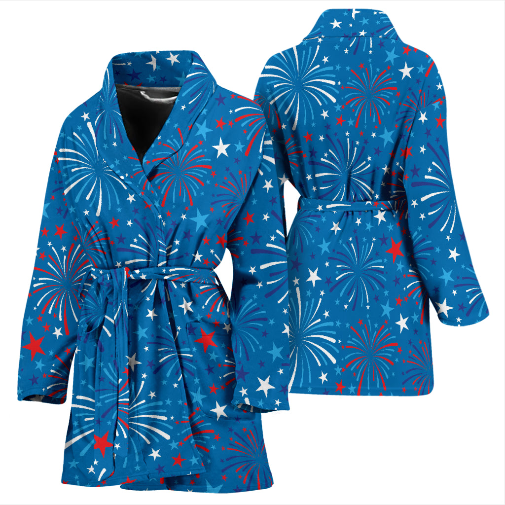 Firework Celebration Print Design LKS304 Women Bathrobe
