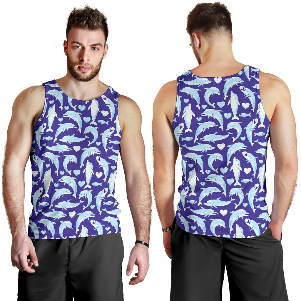 Dolphin Smile Print Pattern Men Tank Top