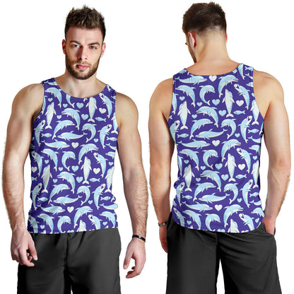 Dolphin Smile Print Pattern Men Tank Top