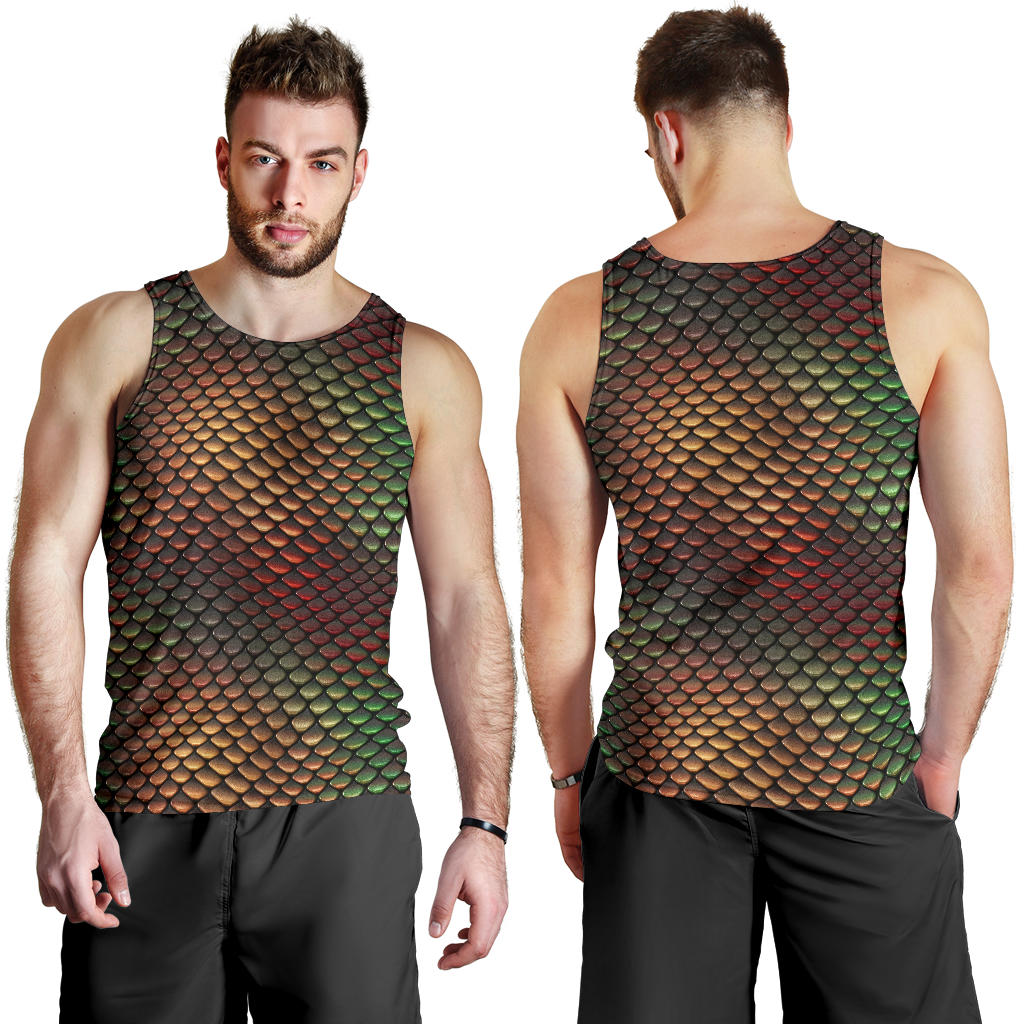 Snake Skin Colorful Print Men Tank Top