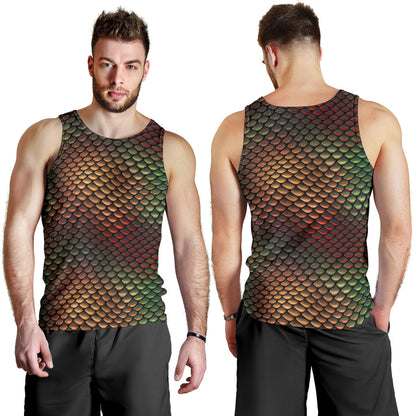Snake Skin Colorful Print Men Tank Top