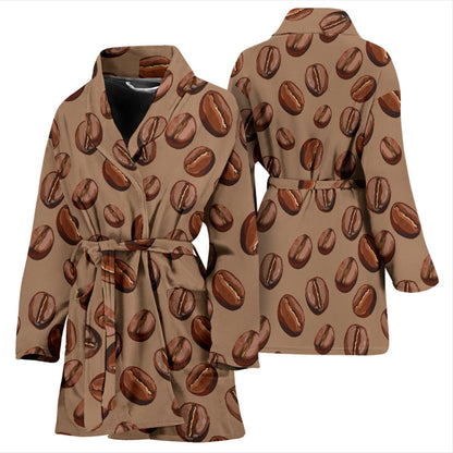 Coffee Pattern Print Design 07 Women Bathrobe