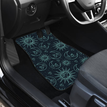 Sun Moon Magic Design Themed Print Car Floor Mats Front Back