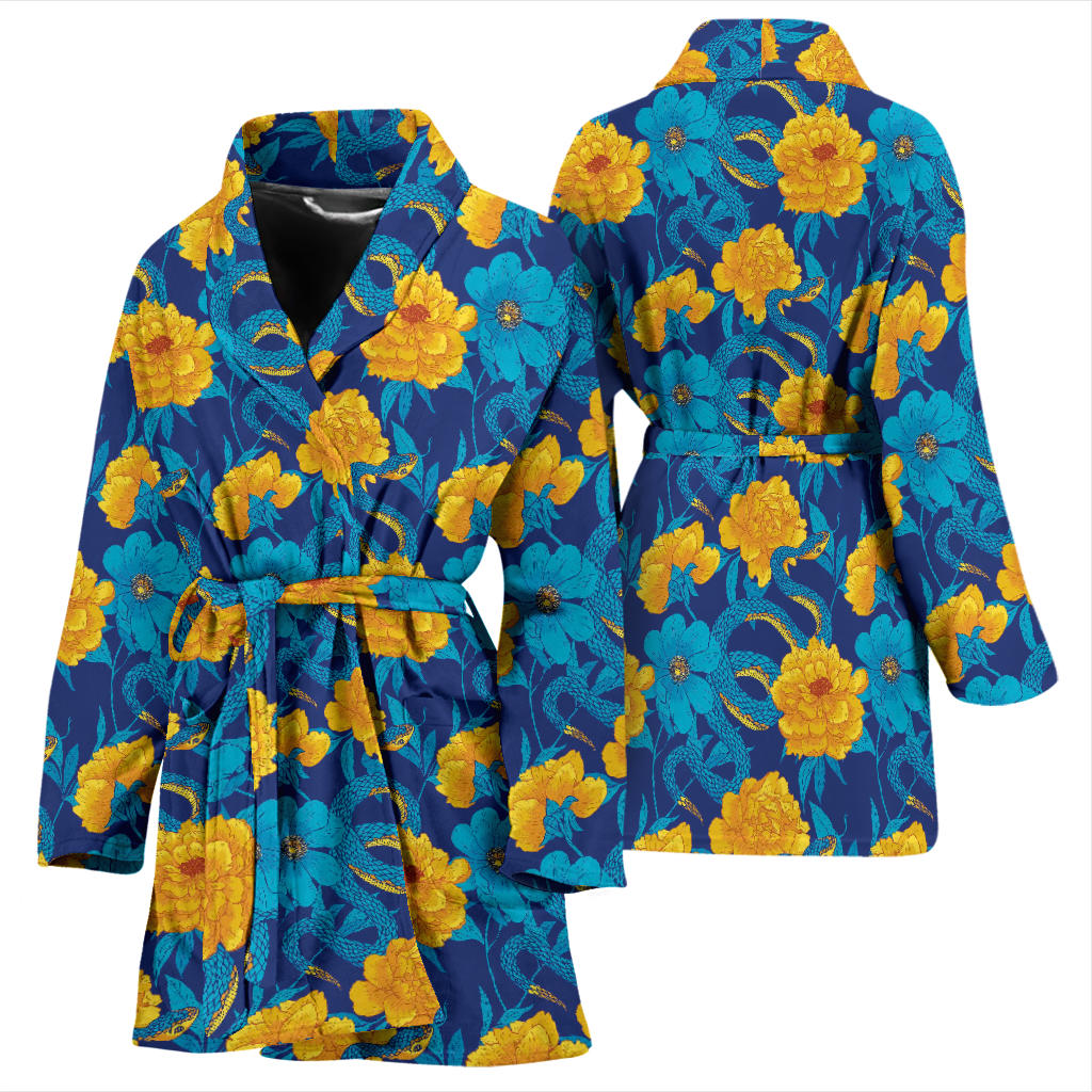 Boa Pattern Print Design 01 Women Bathrobe