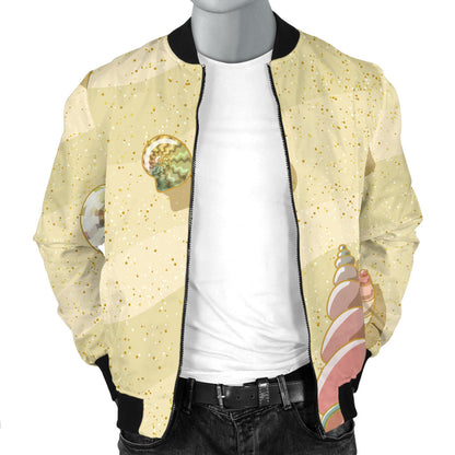Beach with Seashell Theme Men Bomber Jacket