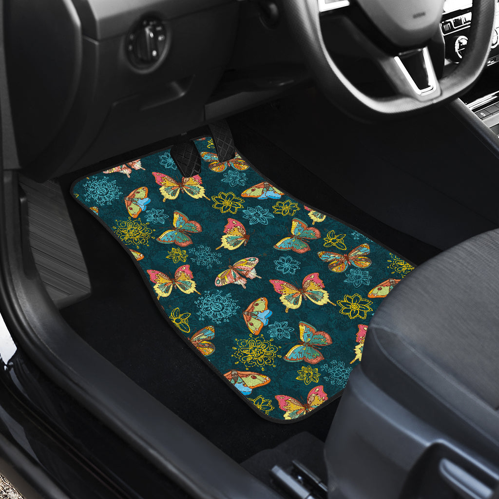 Butterfly Hand Draw Print Pattern Car Floor Mats Front Back