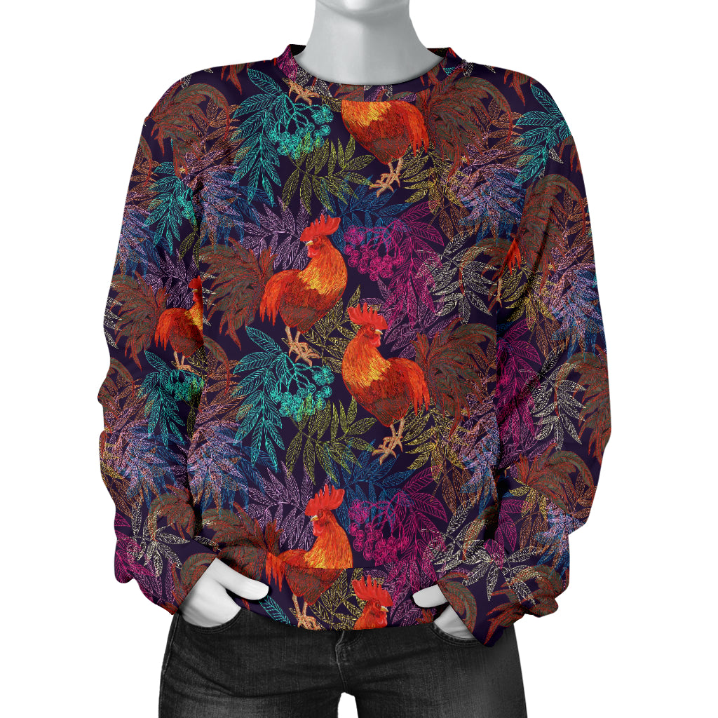 Rooster Print Style Women Long Sleeve Sweatshirt