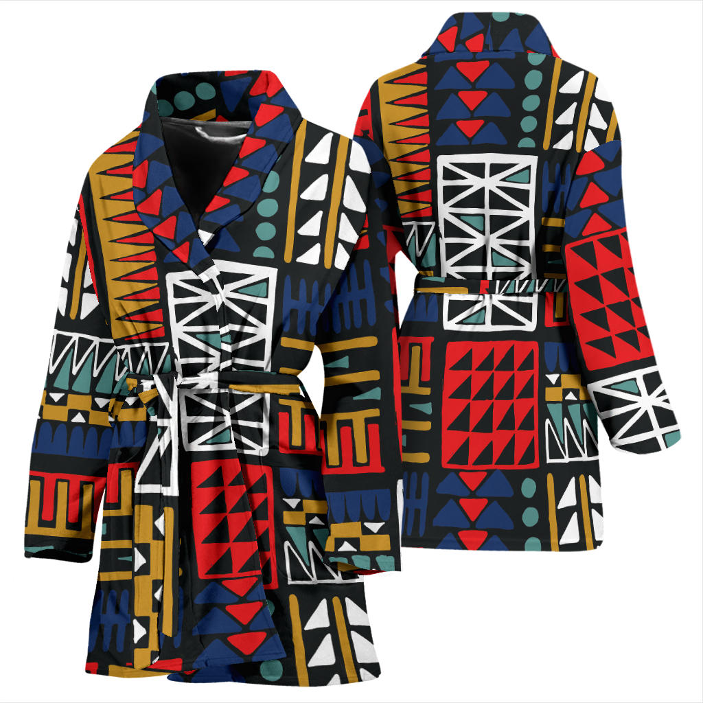 Kente Pattern Print Design 02 Women Bathrobe