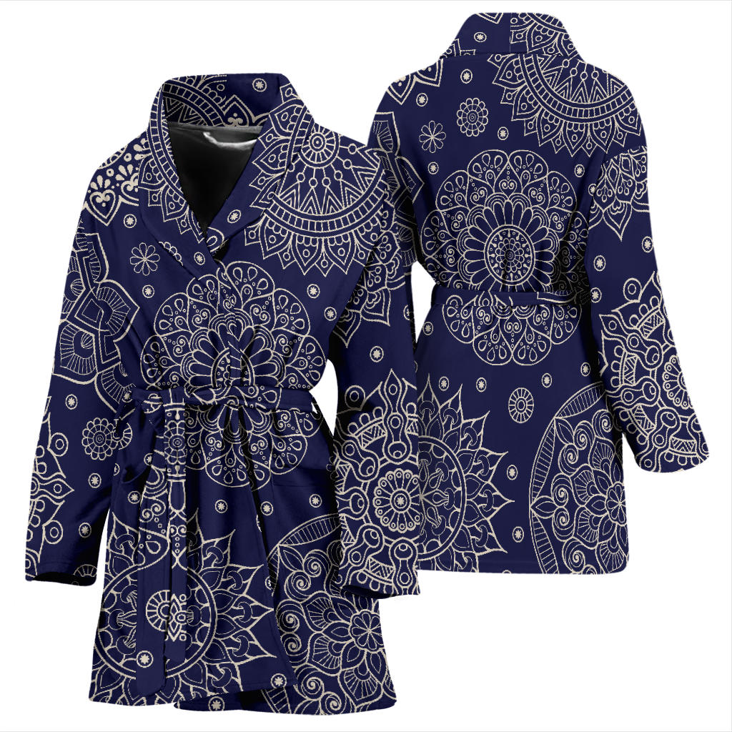 Mandala Pattern Print Design 02 Women Bathrobe
