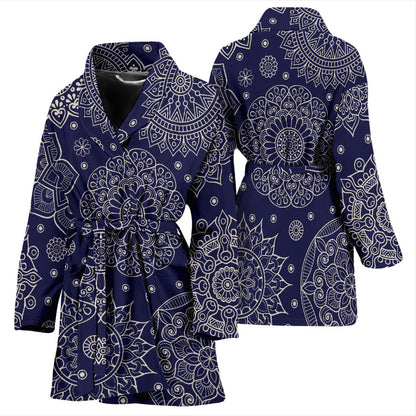 Mandala Pattern Print Design 02 Women Bathrobe
