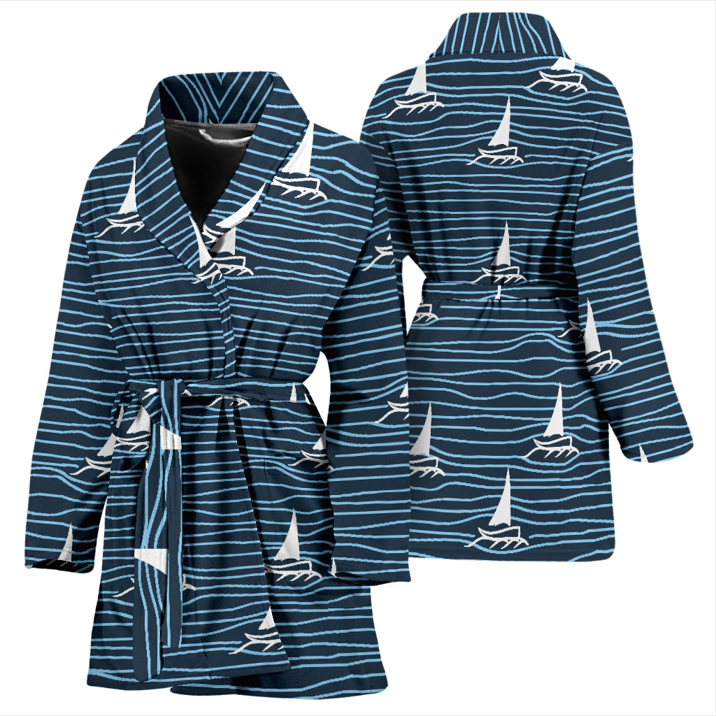 Sailboat Print Design LKS303 Women Bathrobe