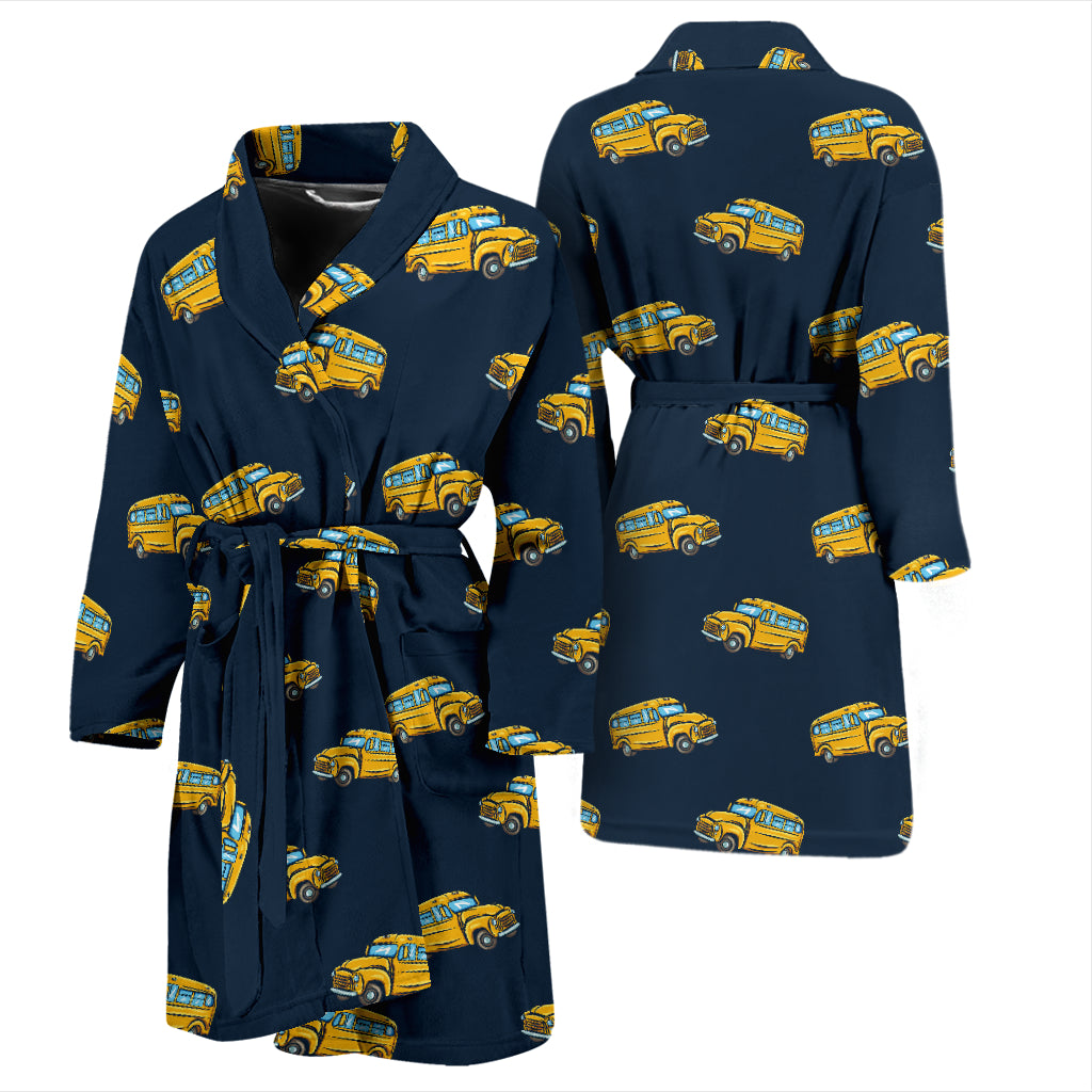 School Bus Print Design LKS304 Men Bathrobe