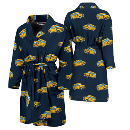 School Bus Print Design LKS304 Men Bathrobe