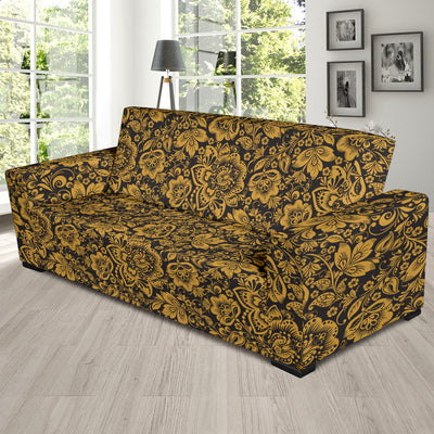 Brocade Gold Pattern Print Design 01 Sofa Slipcover