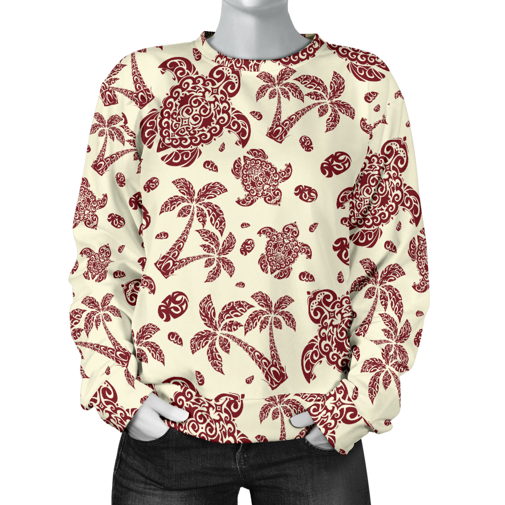 Polynesian Tattoo Turtle Themed Women Long Sleeve Sweatshirt