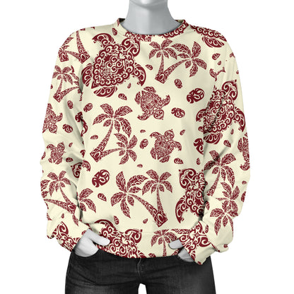Polynesian Tattoo Turtle Themed Women Long Sleeve Sweatshirt