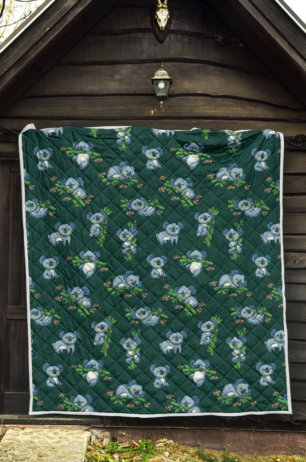 Koala Blue Design Print Quilt Bedspread
