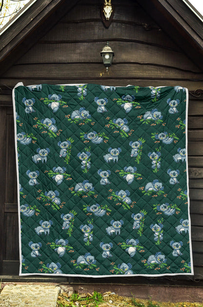 Koala Blue Design Print Quilt Bedspread