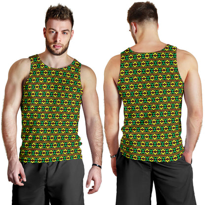 African Geometric Print Pattern Men Tank Top
