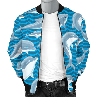 Dolphin Cute Print Pattern Men Bomber Jacket