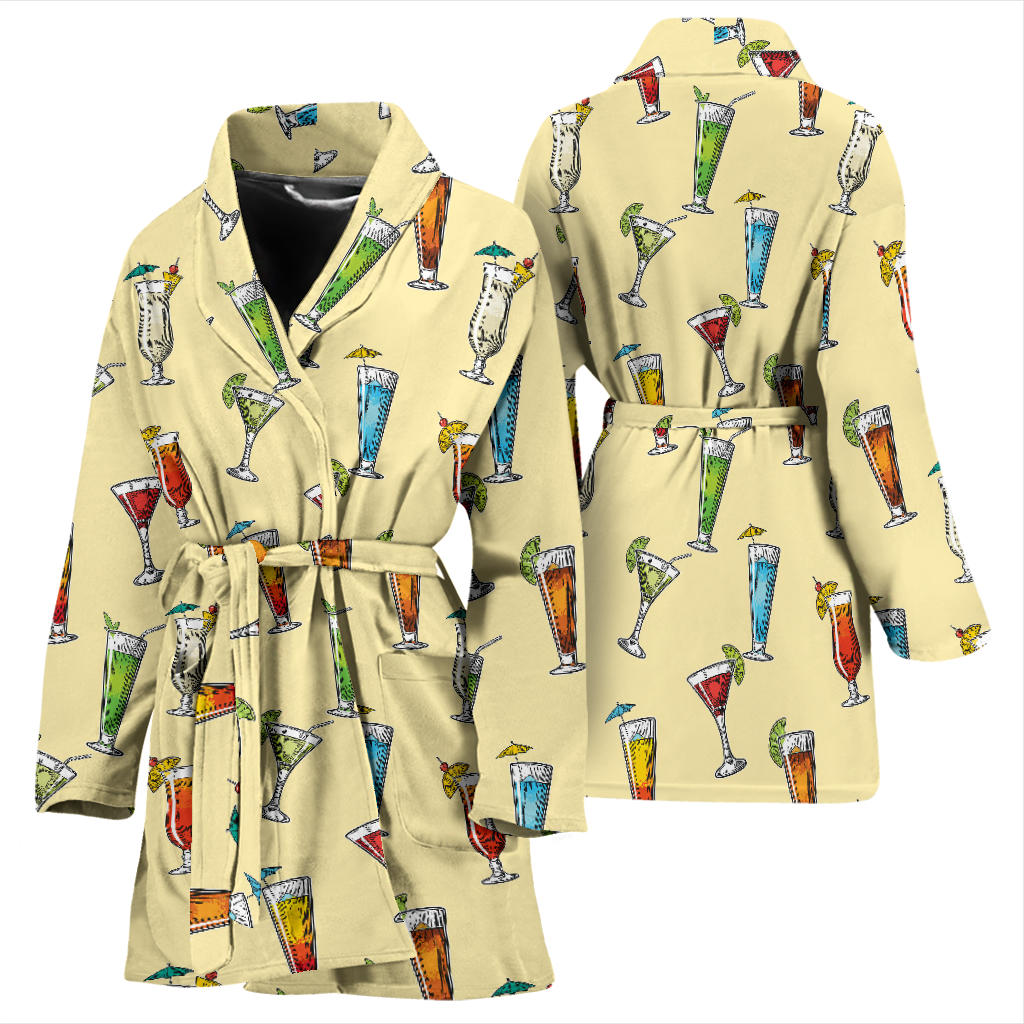 Cocktail Pattern Print Design 02 Women Bathrobe