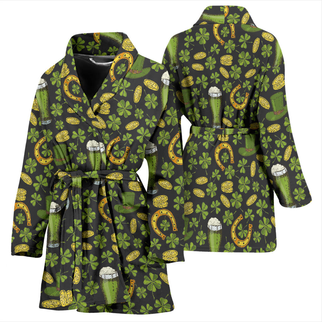 Clover St Patricks Pattern Print Design 03 Women Bathrobe
