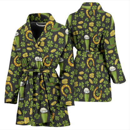 Clover St Patricks Pattern Print Design 03 Women Bathrobe