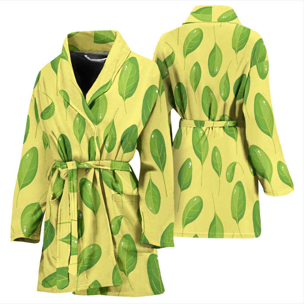 Spinach Print Design LKS302 Women Bathrobe