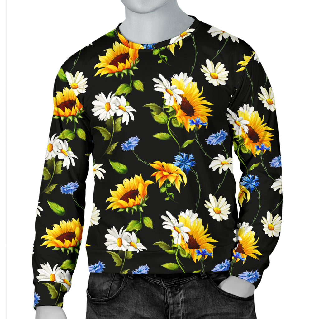 Sunflower Chamomile Bright Color Print  Men Long Sleeve Sweatshirt