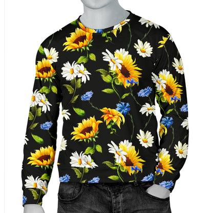 Sunflower Chamomile Bright Color Print  Men Long Sleeve Sweatshirt