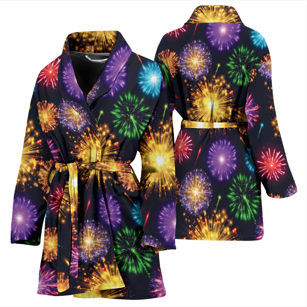 Firework Print Design LKS305 Women Bathrobe
