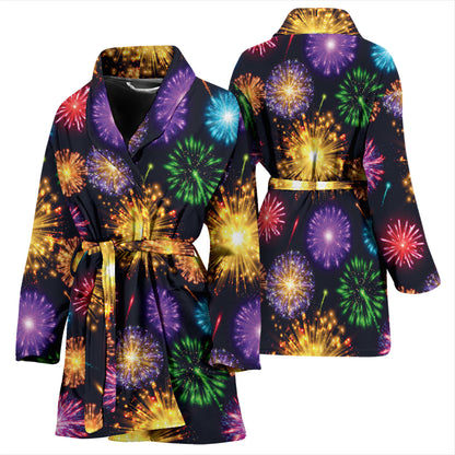 Firework Print Design LKS305 Women Bathrobe