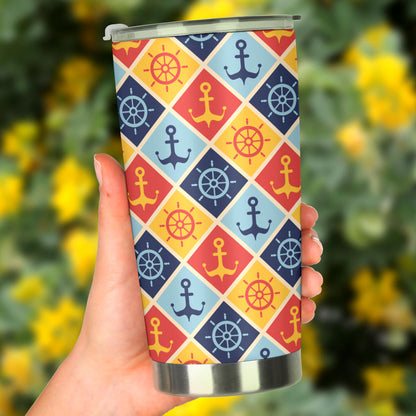 Nautical Pattern Design Themed Print Tumbler