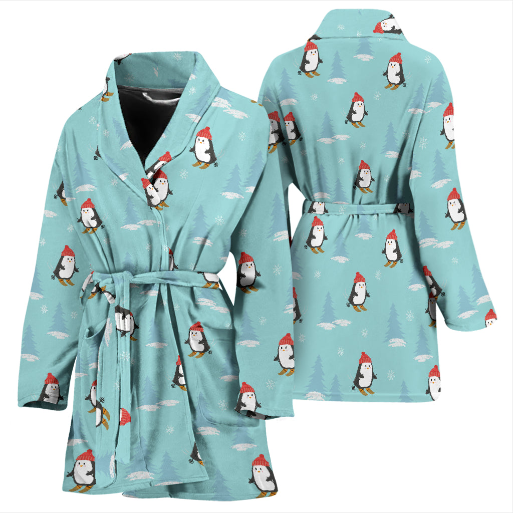 Ski Penguin Print Design LKS304 Women Bathrobe