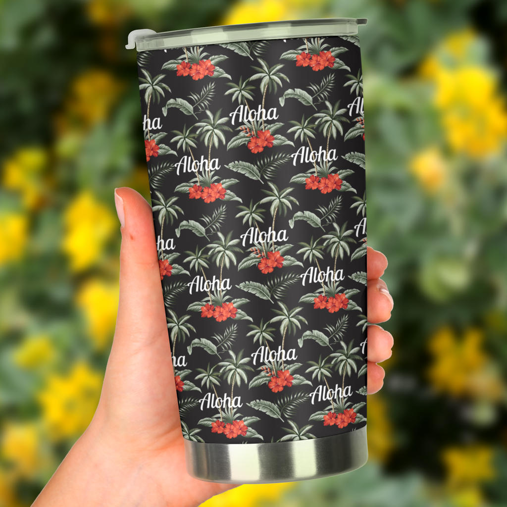 Aloha Palm Tree Design Themed Print Tumbler