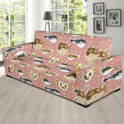 Fugu Cute Pattern Print Design 01 Sofa Slipcover