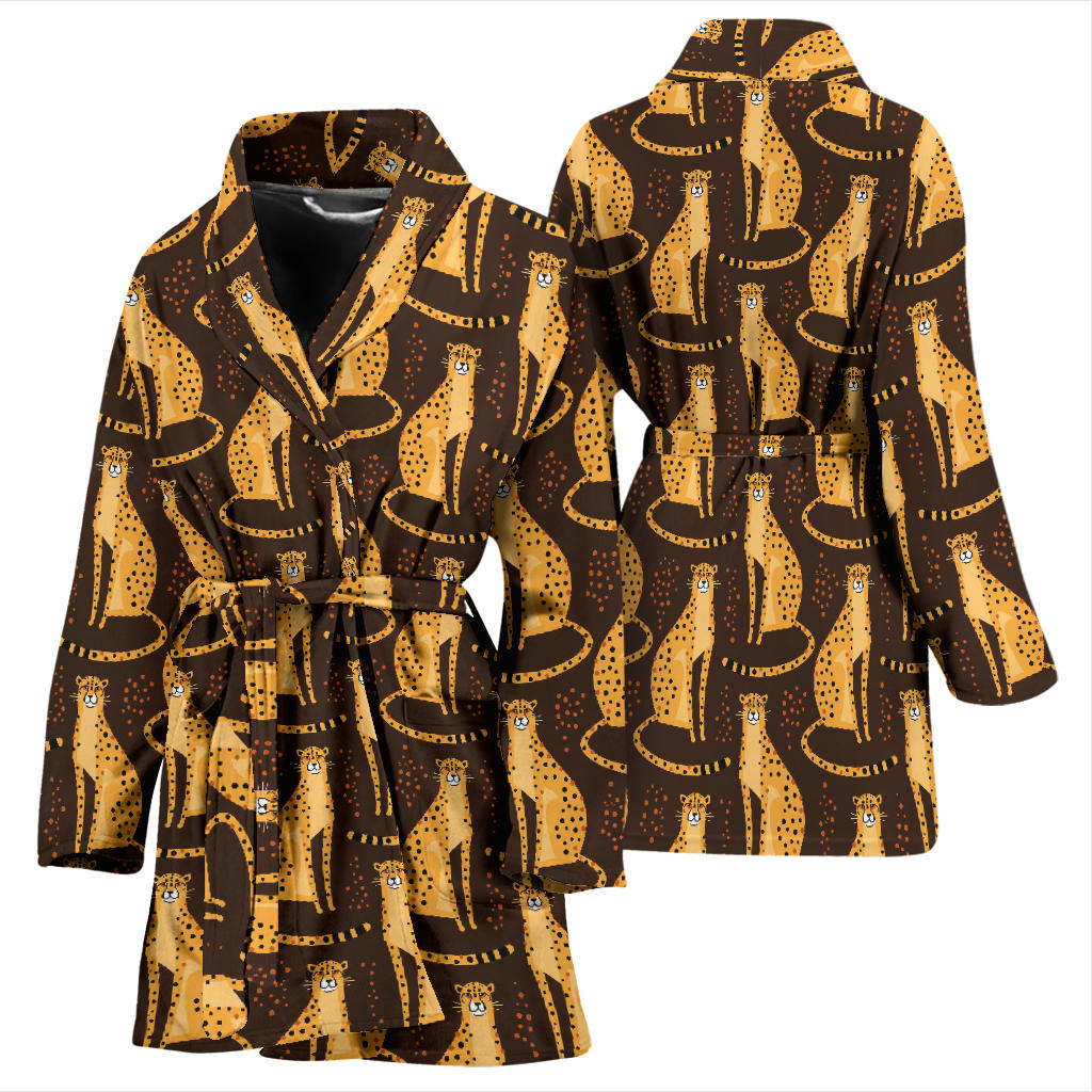Cheetah Pattern Print Design 03 Women Bathrobe