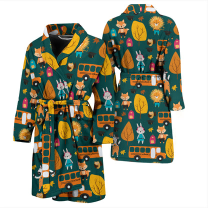 School Bus Print Design LKS309 Men Bathrobe