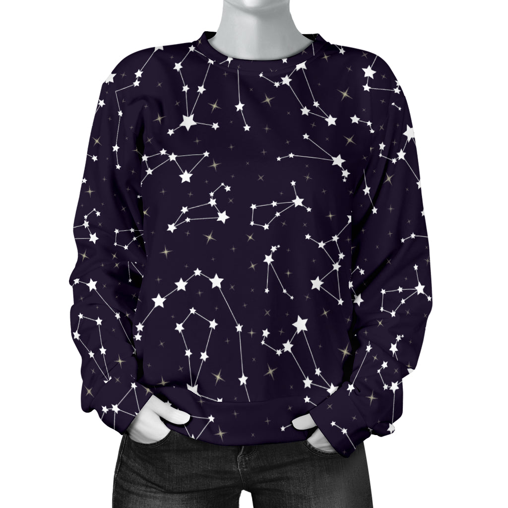 Zodiac Star Pattern Design Print Women Long Sleeve Sweatshirt