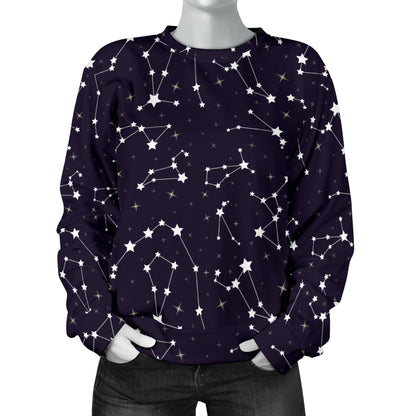 Zodiac Star Pattern Design Print Women Long Sleeve Sweatshirt