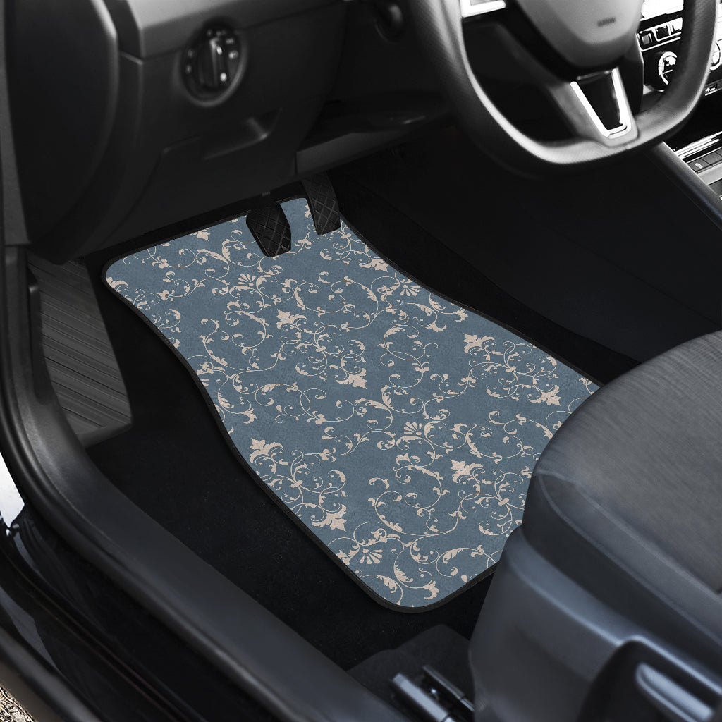 Damask Elegant Teal Print Pattern Car Floor Mats Front Back