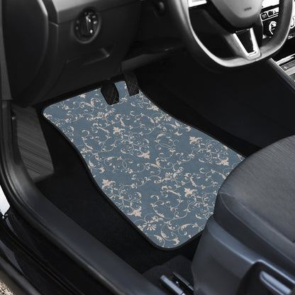 Damask Elegant Teal Print Pattern Car Floor Mats Front Back