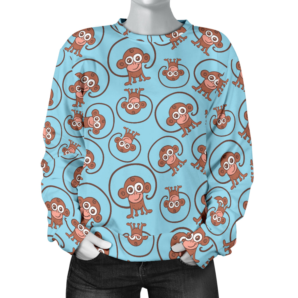 Monkey Cute Design Themed Print Women Long Sleeve Sweatshirt