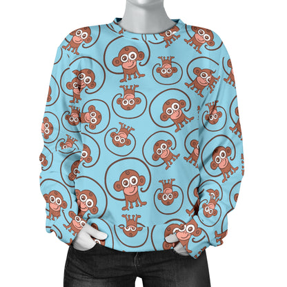 Monkey Cute Design Themed Print Women Long Sleeve Sweatshirt