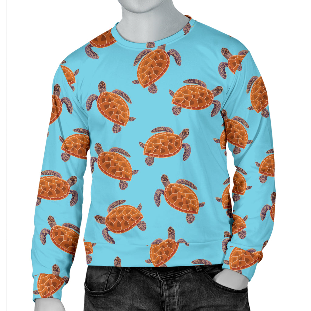 Brow Sea Turtle Print Pattern Men Long Sleeve Sweatshirt