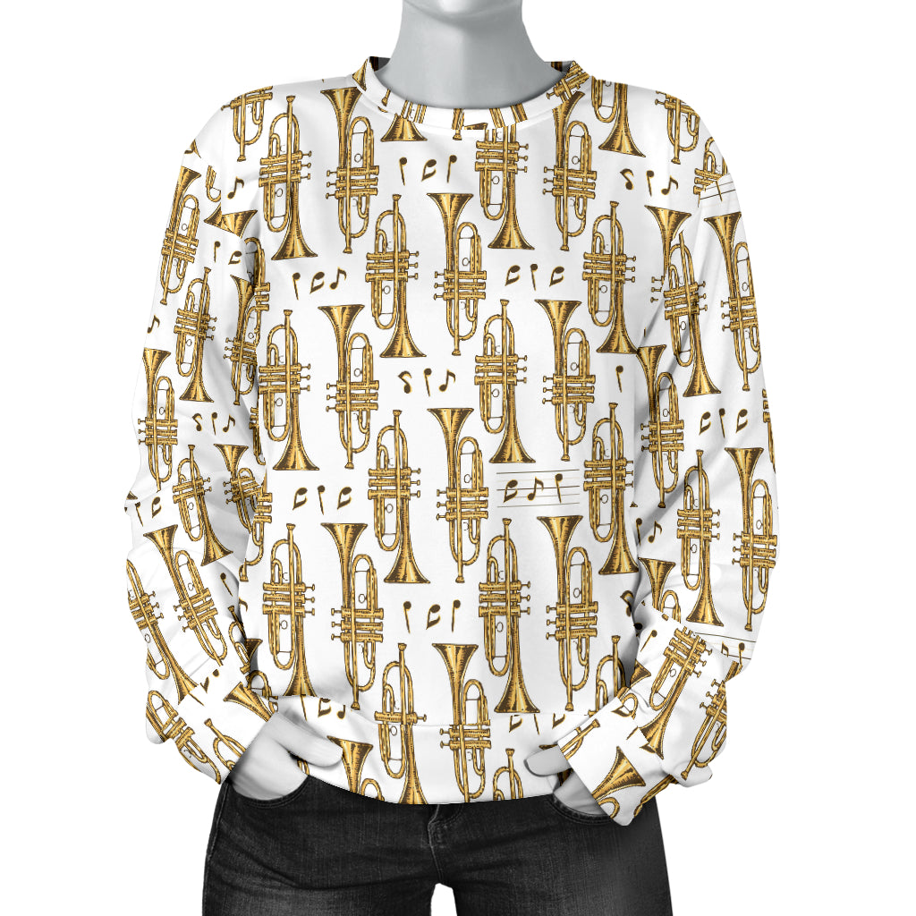 Trumpet with Music Note Print Women Long Sleeve Sweatshirt