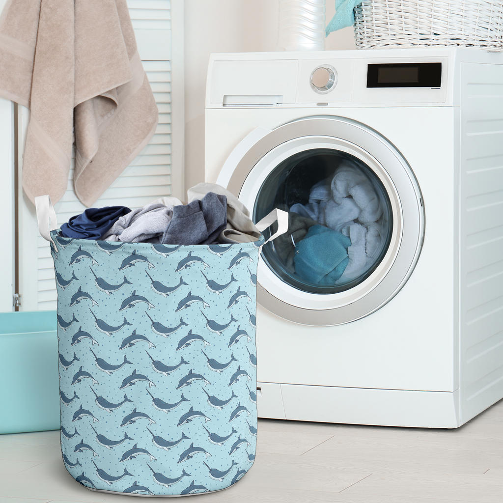 Narwhal Dolphin Print Laundry Basket